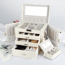 Schmuckkästchen aus Kunstleder mit 3 Schubladen und Mini-Box