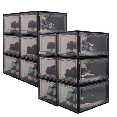 Shoe box Set of 12, black L, sneakers storage cases