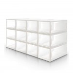 Shoe Box Set of 12, stackable Shoe Organizer for Shoes up to size 48, white