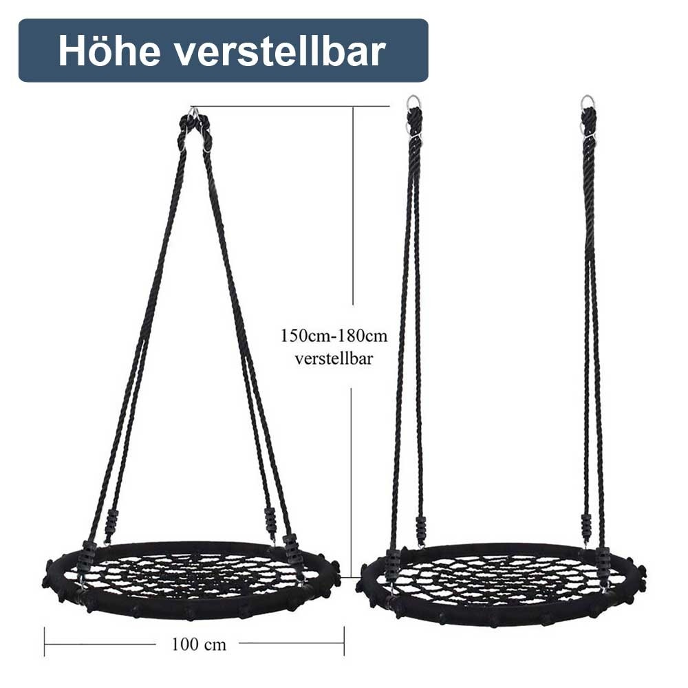 100cm, Schwarz Yorbay Nestschaukel Tellerschaukel für Kinder und Erwachsene 