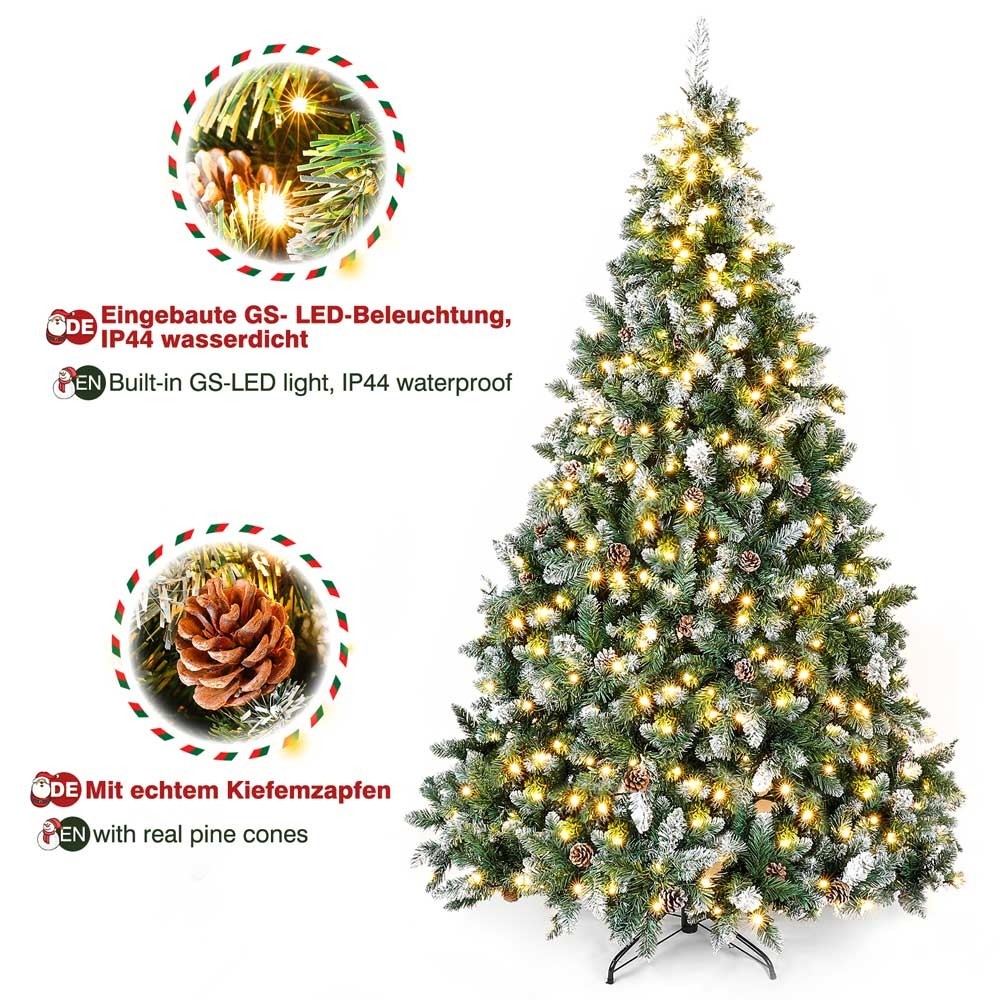 Details about   300 LED 150CM PVC Lichterkette Weihnachtsbaum mit Schnee Tannenbaum Christbaum 