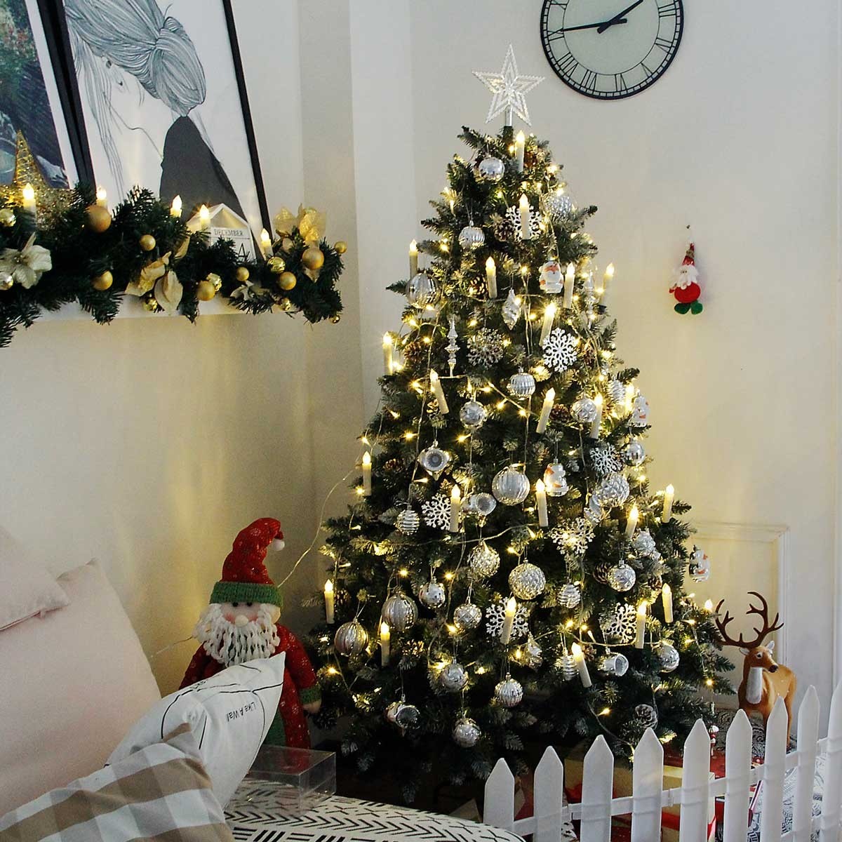 Yorbay Weihnachtsbaum Künstlicher Tannenbaum 120cm - 210cm für Weihnachten- Dekoration mit Schnee