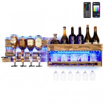 LED beleuchtetes Weinregal aus Holz mit 4 Getränkespender und Flaschenhalter