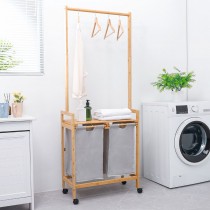 Wäschesammler mit Kleiderstange und Ablage