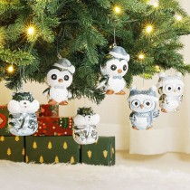 Weihnachtskugeln 6er Tiere mit Aufhänger, blau und silber