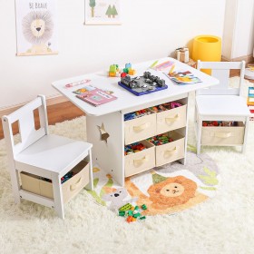 Kindersitzgruppe, Kindertisch mit 2 Stühlen und Schubladen
