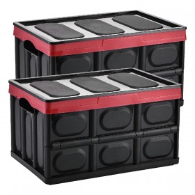 faltbare Aufbewahrungsbox 2er Set aus Kunststoff, Klappbox mit Deckel - Schwarz / White / Grau
