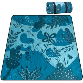 Picknickdecke faltbare Stranddecke XL, maschinenwaschbare Campingdecke mit Tragegurt, 200 x 200 cm, blau