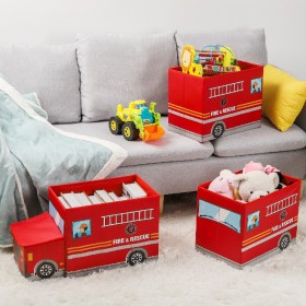 3er Set Kinder Aufbewahrungsbox Spielzeugkiste mit Deckel, Sitzbank mit Stauraum für Kinderzimmer, pink, rot