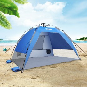 Strandmuschel 50+ UV-Schutz, Strandzelt für 2-3 Personnen, kleines Packmaß mit Tragetasche