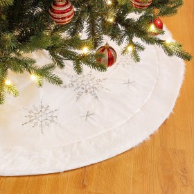 Weihnachtsbaumdecke mit Schneeflocke, Christbaumdecke für Weihnachtsbaum Rund, weiß, 78cm / 90cm / 122cm