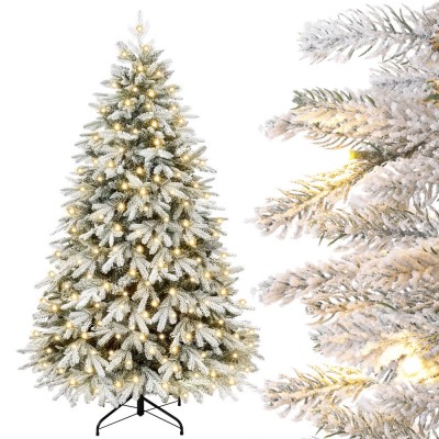 künstlicher Weihnachtsbaum mit Schnee und warmweißen LED-Leuchten, 150 cm / 180 cm / 210 cm