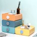 4er Set stapelbar Schubladenbox für Büro und Ordnungssystem, Aufbewahrungsbox mit 4 Schubladen bunt (Orange, Gelb, Grün, Blau)